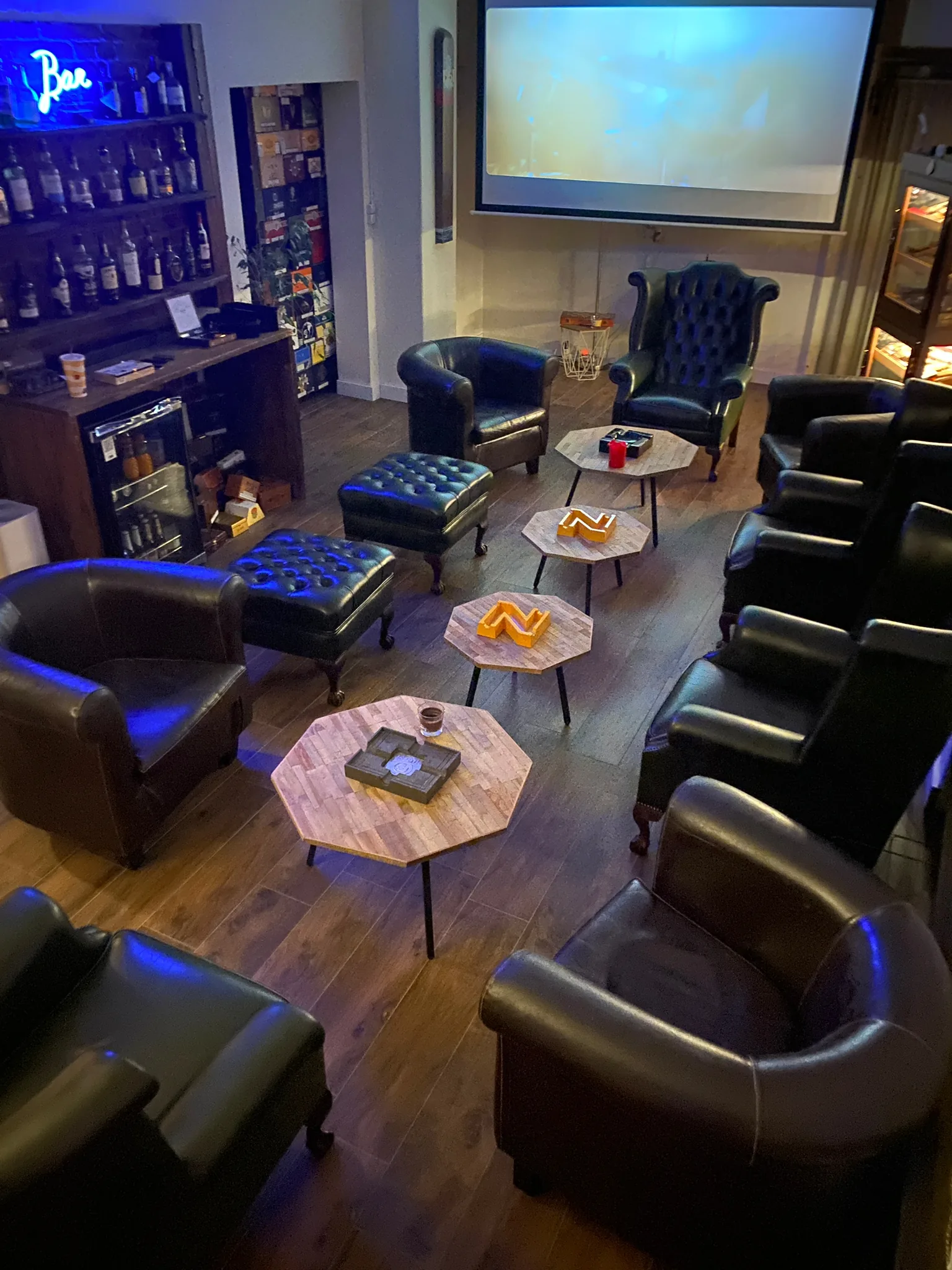 Lounge seating area with Chesterfield armchairs